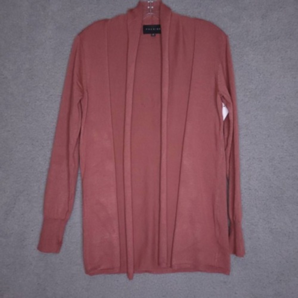 Premise Sweater Womens‎ Cardigan Solid Pink Long Sleeve Open Front Fly Away M